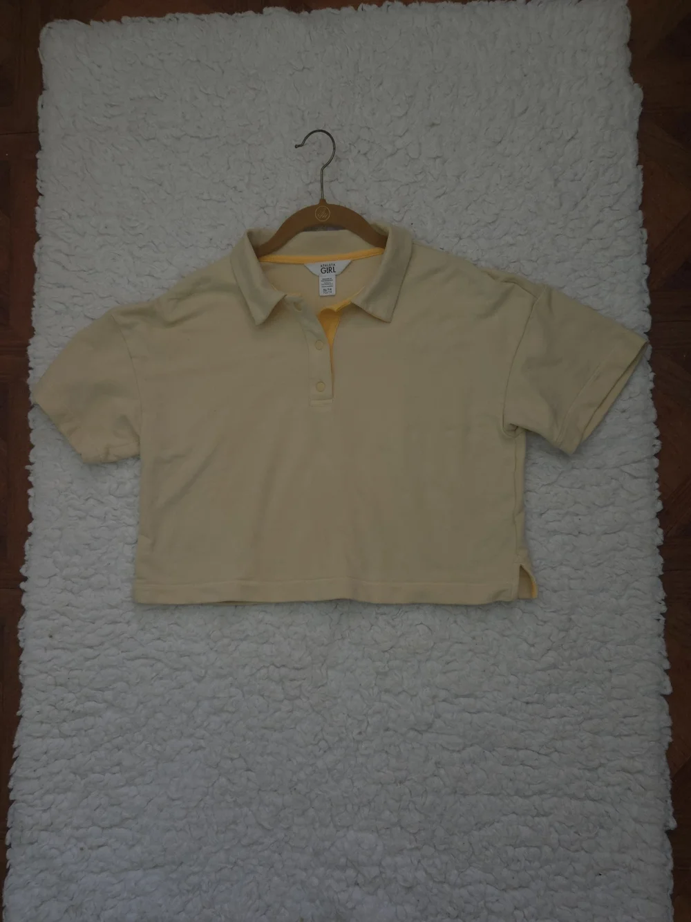 Athleta Girl Pale Yellow Polo Crop Top